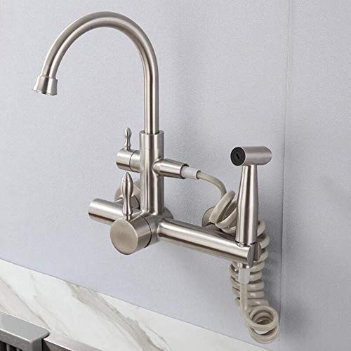 Robinet mural en acier inoxydable 304 brossé avec douchette