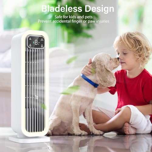 Monstak Oscillating Tower Fan, Bladeless Desk Fan 15 Inch 12000Mah Battery Operated Portable Table Fan For Bedroom Office Home thumb #3