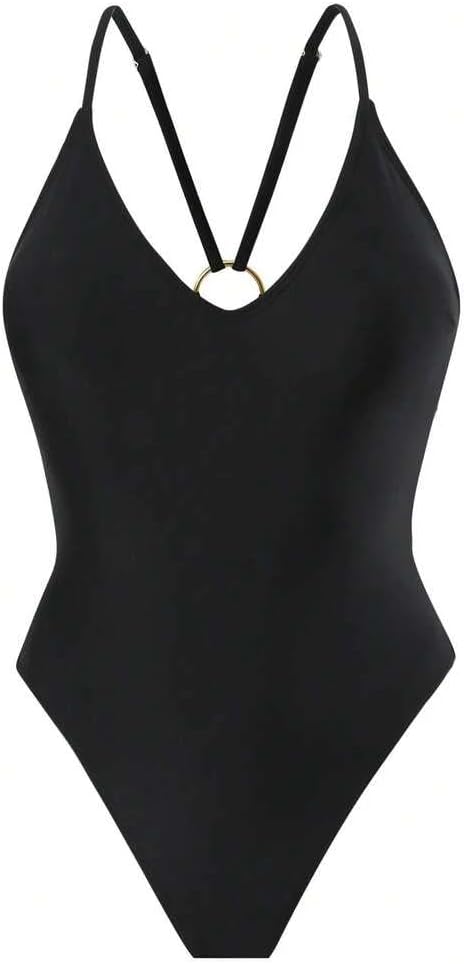 HYTENSUN Sexy Backless High Cut One Piece Swimsuit for Women Deep V Neck Thong Bottom Open Back Bathing Suit