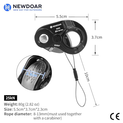 Image of NewDoar Rope Ascender Lightweight Rope Clamp Ascender Riser Adjuster Fits 8-13mm Rope Self-Locking Grip for Rock Climbing,Hunting,Protection Rescue,Rappelling,Arborist,Gear Equipment