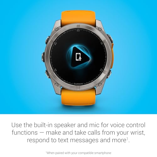 Image of Garmin Fenix 8, 51mm, AMOLED, Sapphire, Smartwatch, Titanium with Spark Orange /Graphite Silicone Band