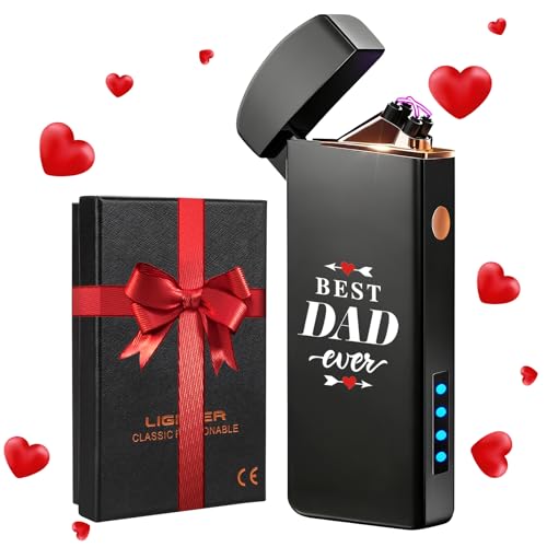 Coquimbo Valentines Day Gifts for Dad Him Men from Gaughter Son: Electric Lighter Dad Mens Birthday Gifts, Rechargeable Windproof Flameless Dual Arc Plasma Lighters