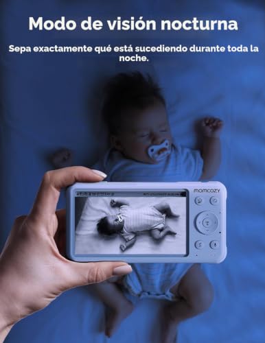 momcozy Vigilância para bebés com 2 câmaras, monitor bebé com 5″ 1080 P ecrã e 5000 mAh bateria, câmara de vigilância bebé de áudio bidirecional, visão noturna infravermelha, conexão sem WiFi alcance