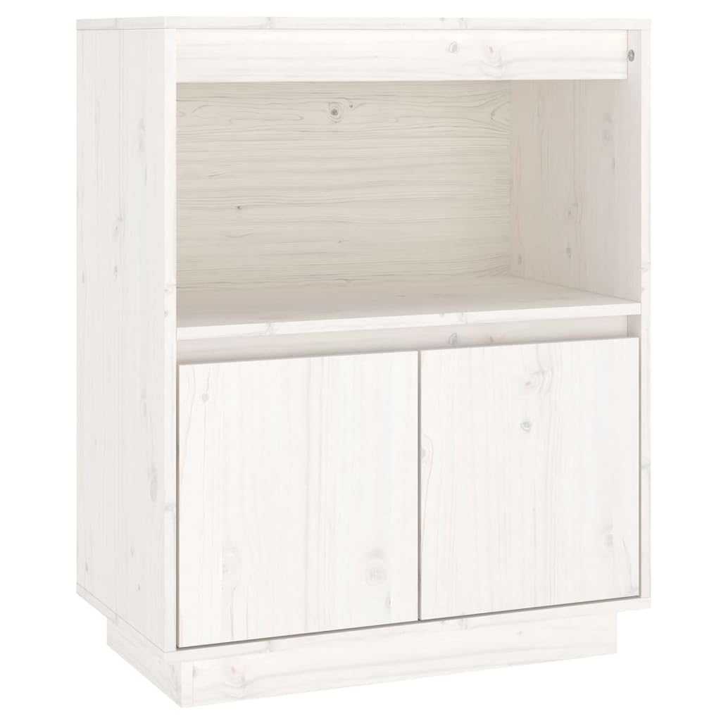 vidaXL Aparador Entrada Acento Pasillo Vestíbulo Recibidor Auxiliar Decoración Dormitorio Salón Mueble de Madera Maciza de Pino Blanco 60x34x75 cm