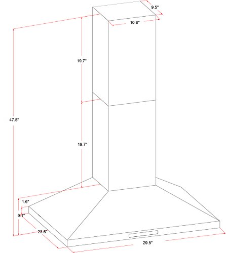 Akdy Island Mount Black Painted Finish Stainless Steel Touch Panel Kitchen Range Hood Cooking Fan (30 In) #TOP7