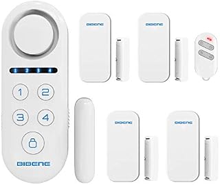 BIBENE Door Alarm System Home Security DIY Kit, 4 Zones, 130dB, 2-in-1 Host