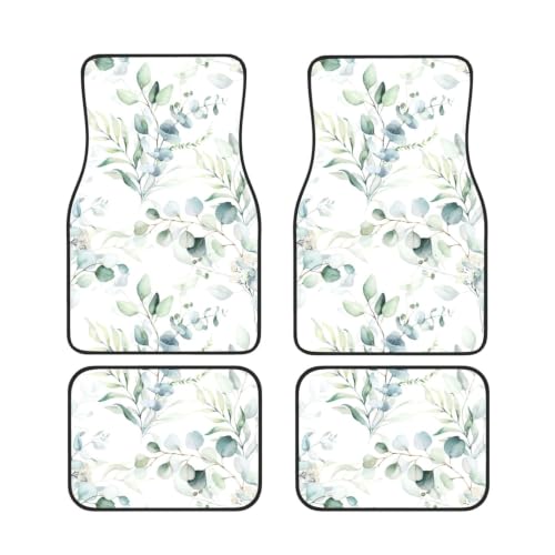 Alfombrillas para coche de neopreno antideslizantes juego de 4 piezas hoja de acuarela textil