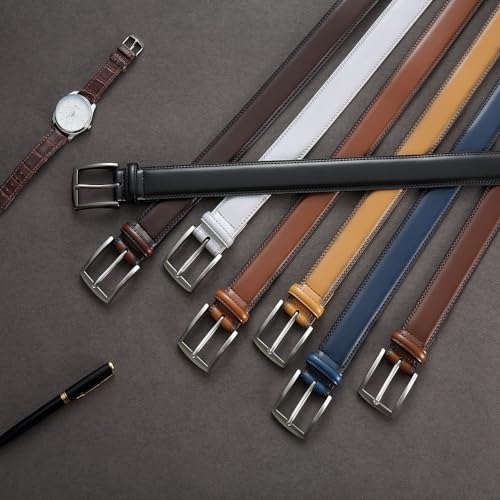 Image of DOOPAI Mens Dress Belt - Genuine Leather Dress Belts For Men,Casual Suit Jeans Belt-Single Prong Buckle black belt