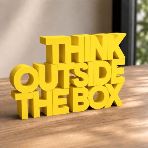 Image of Mad Masters Think Outside The Box Motivational Desk Decor - Aesthetic Table, Shelf & Wall Showpiece for Home Office, Business, Vastu Friendly Gifting, Sunshine Yellow (20.3 x 12.3 x 2.5 cm)