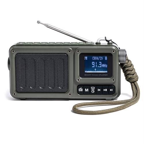 Smart Radio FM portátil 3 en 1, Altavoz Bluetooth, Batería Recargable y Reproductor de Audio Desde Tarjeta Micro SD. (Smart Radio Xplorer)