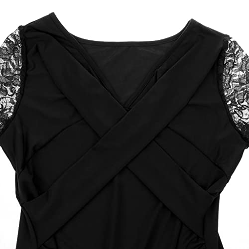 Milageto de Baile Moderno Tango de Latino Tops Dançando Camisas, Preto, eu