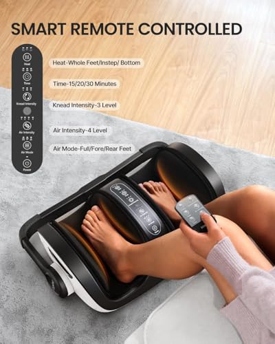 RENPHO Foot Massager Machine with Heat, Shiatsu Deep Kneading Foot Massage, Compression, Electric Massager for Tired Feet, Plantar Fasciitis, Valentines Gifts for Women Men, Remote Control - Image 3