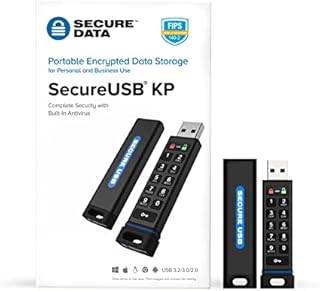 SecureData SecureUSB KP (32GB) - 256-bit Hardware Encrypted USB Flash Drive 3.0 -FIPS 140-2 Level 3 Validated- Unlock via On-Board Keypad- 3 Year Warranty- Works on any OS & Devices- Water Resistant