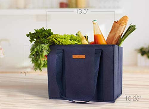 Reusable WASHABLE Grocery Shopping Cart Trolley Bags - set of 4 | Large, Durable, Collapsible Tote with Reinforced Sides and Bottoms (Grey, 4)