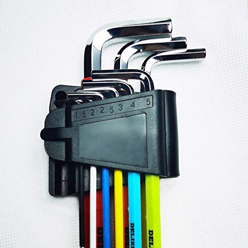 DELIXI Color Coded Ball End Hex L-Key Set, Metric 1.5-10mm, 9 Pieces, Long Arm Allen Wrench Set