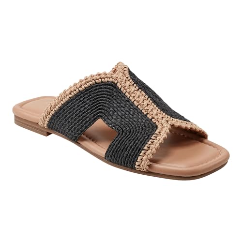 Marc Fisher LTD Women's Nashie Sandal, Black/Natural 001, 10