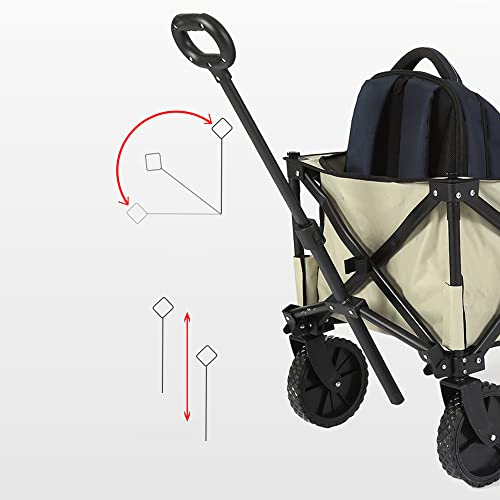 Carretilla Plegable Portátil para Camping de 80 kg con Asa Ajustable y 4 Ruedas PVC miniatura 5