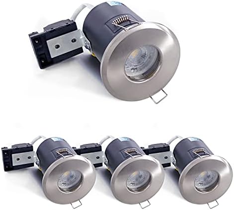 4XSweier LED Recessed Ceiling Lights 90 min Fire Rated, Waterproof IP65 Spotlight, Satin Nickel die-cast Aluminium Bulb not IncludedRecessed Spotlights,230V GU10 Downlight