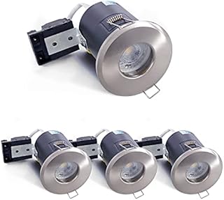 4XSweier LED Recessed Ceiling Lights 90 min Fire Rated, Waterproof IP65 Spotlight, Satin Nickel die-cast Aluminium Bulb not IncludedRecessed Spotlights,230V GU10 Downlight