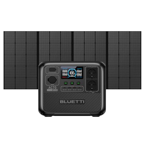 BLUETTI Générateur Électrique Portable AC70 LiFePO4 de 768Wh avec Panneau