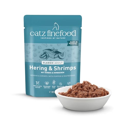 catz finefood N° 13 Hering & Shrimps Feinkost Katzenfutter nass, verfeinert mit Kürbis & Aloe Vera, 6 x 200g Dosen