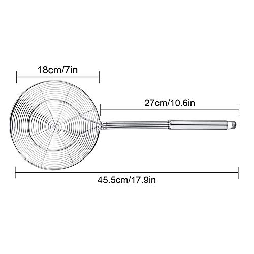 Spider Strainer Skimmer, Swify Stainless Steel Asian Strainer Ladle Frying Spoon with Handle for Kitchen Deep Fryer, Pasta, Spaghetti, Noodle, 7 Inch - Thumbnail 5