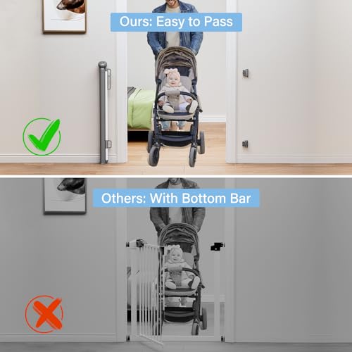 PRObebi Retractable Baby & Dog Gate - Extends to 54" Wide, 34" Tall - Stair, Doorway & Hallway Use
