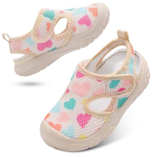 JIASUQI Toddler Sandals Boys Girls Quick Dry Beach Shoe Kids Breathable Swim Pool Aqua Shoes Lightweight Barefoot Summer Water Shoes for Outdoor Water Sports(Beicoheart 19,UK Size 5)