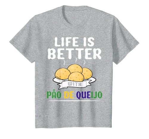 Pao de Queijo Flour Pan Lovers Brazilian Food Pao De Queijo T-Shirt, Youth, Heather Grey, Medium