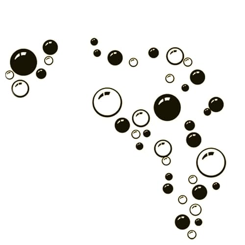 OSALADI Autocollants Muraux Amovibles Bulles Noirs En Pvc Étanche Décoration Pour Chambre Et Salle De Bain Faciles À Poser Et Réutilisables 17.72X7.87In