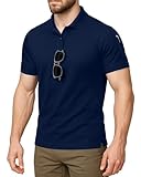 NY Threads Men's Polo Shirt Short Sleeves UPF 50+ Quick Dry Performance Tactical Pique Jersey Golf Shirt, X-Large, Navy Blue