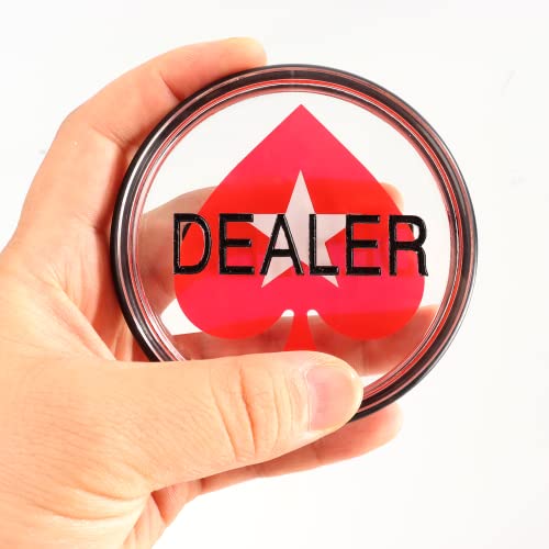 Image of GSE Games & Sports Expert 3-Inch Double-Sided Casino Grade Clear Acrylic Poker Dealer Puck Button for Gambling Card Games, Texas Hold 'em, Poker Nights, Tournaments