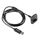 Insten Wireless Controller USB Charging Cable Charger Compatible with Microsoft Xbox360 / xBox 360 Slim Wireless Game Controllers Charge and Play Kit, Black