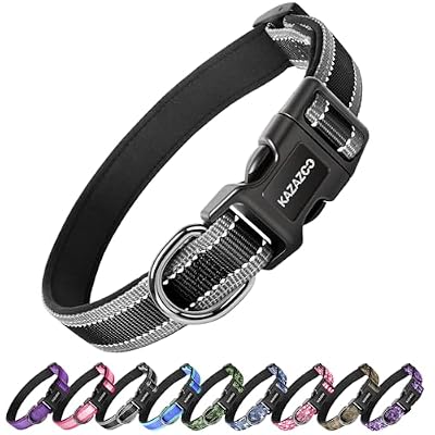 Kazazoo Small Dog Collar,Reflective Puppy Collar with Soft Padding Dog Collar No Pull,Lightweight, Nylon Collar for Puppies, Bichon Frisé, Papillon & Poodle Dogs 5-15 Lbs Black-S