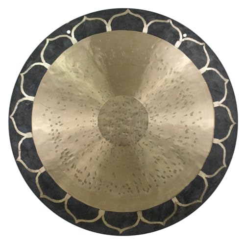 Temple Wind Gongs - Includes Mallet & Hanging Rope/Wind Gong Style Without Rim/Engraved Bronze Traditional Chinese Gong/For Spiritualism & Meditation