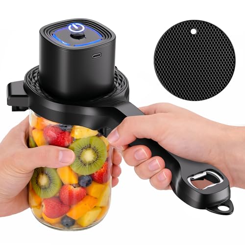 Rechargeable Electric Jar Opener, 2-in-1 Jar Opener Electric And Bottle, With Power-Clamp Technology, Easy Opening Opener For Weak Hands & Seniors & Arthritis, Includes Free Rubber Gripper Pad