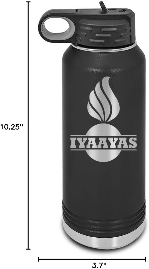 RDW IYAAYAS Laser Engraved Water Bottle Customizable Polar Camel Stainless Steel with Straw - pisspot bomb munitions ammo ammos Black 32 oz