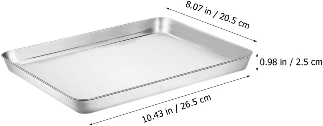 Garneck Stainless Steel Baking Sheet Tray 3Pcs 26.5X20.5X2.5Cm Oven Baking Pan Metal Bbq Fruit Serving Plate Multifunctional Ovenware for Home Kitchen