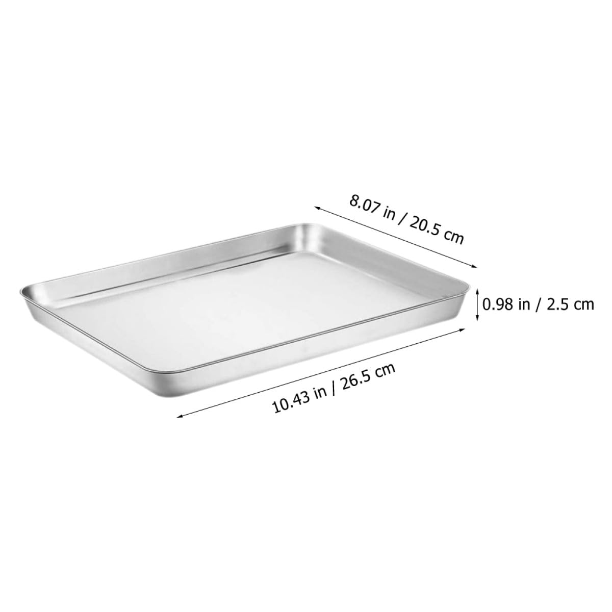 OUNONA Teglia da Forno Rettangolare in Acciaio Inox 3 Pezzi, Vassoio Pratico per Alimenti e Barbecue, Piatto Multiuso per Picnic, Feste e Cucina Quotidiana, Dimensioni 26,5x20,5x2,5 Cm