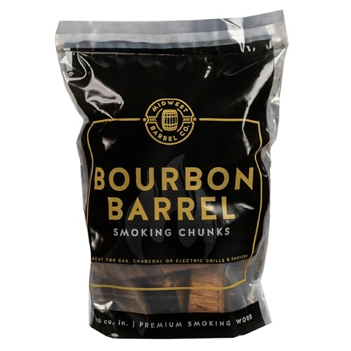 Midwest Barrel Company Authentic Barrel BBQ Smoking Wood (Bourbon Barrel Smoking Wood Chunks) â€“ Slow Burning Wood Chunks for BBQ, Grilling, and Smoking â€“ Premium Oak Wood for Smoky Flavor in Meats