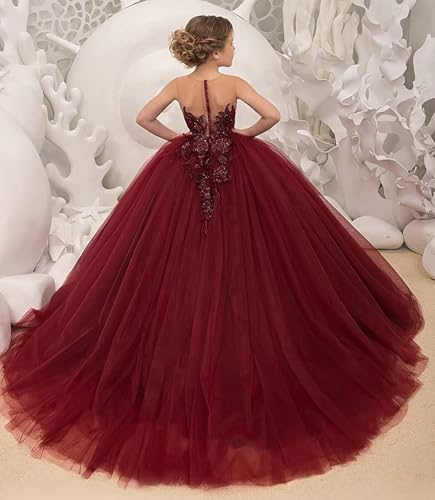 Tulle Flower Girl Dress for Wedding Lace Applique Princess Pageant Dresses Long Girls Party Ball Gown2