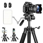 JOILCAN 74.5"/190cm Tall Tripod, Foldable Aluminum Lightweight Camera Tripod for DSLR/Canon/Nikon, Compact Camera Stand with Detachable Head & Phone Holder, Video Tripods for Outdoor Vlog