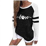 Baiomawzh Hoodie Damen Pullover Wintermantel Winterjacke Softshelljacke Steppweste Lang Frauen Streik lässige Ausschnitt Langer Druck Runde Größe Plus Ärmellen Bluse Fleecejacke