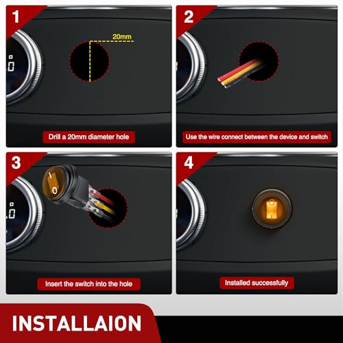 Image of Nilight 5Pcs Round Rocker Toggle Yellow LED with Locked Terminal Wires