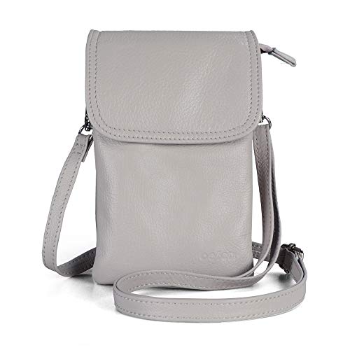 Image of befen Genuine Leather Small Crossbody Bags for Women Cell Phone Bag Cross Body Purses,Silver Zipper