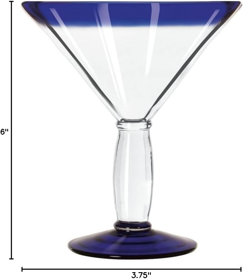12-Pack Aruba Blue Rim Martini Glass 15 oz (Libbey 92306)