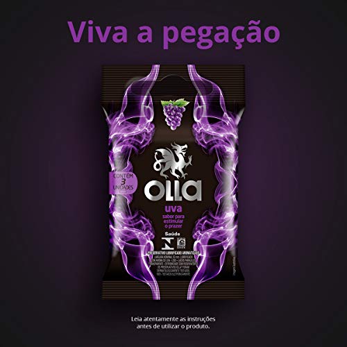 Preservativo Camisinha Olla Sabor Uva - 3 Unidades, Olla, 3un, pacote de 3