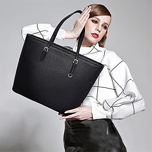 Black Handbag Women Tote Bag: Large Faux Leather Handbags for Lady Hand Bags Designer Shopper Big Fashion Adjustable Handle Bags with Zip Compartment PU Shoulder Bag for School Casual Work Travel