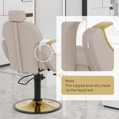 Image of Barber Chair, Reclining Hair Salon Chair, 360 Degrees Swivel Styling Chair, Height Adjustable Hydraulic Shampoo Chairs, Spa Equipment (Gray)