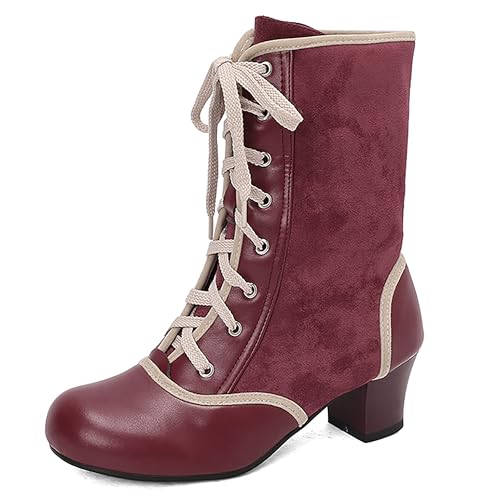 Bottes mi-mollet femme à lacets Asterisco bottines bout rond et talon bloc stable 240641